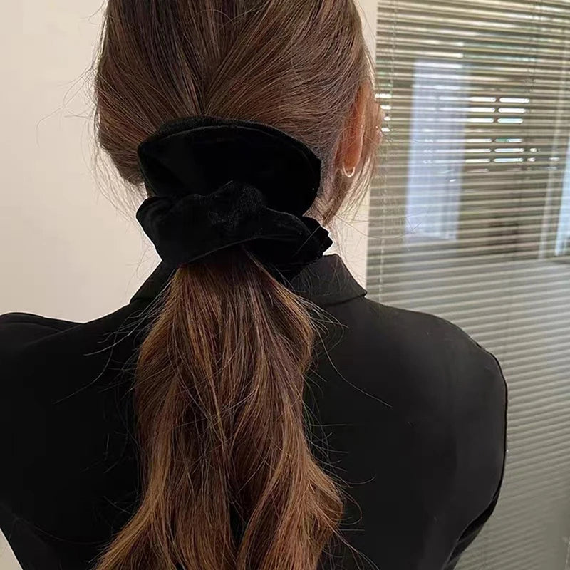 Women Hair Tie Soft Headwear Large Elastic Rubber Hair Rope Vintage Velvet Scrunchie Girl Ponytail Holder Hair Accessories Vedee