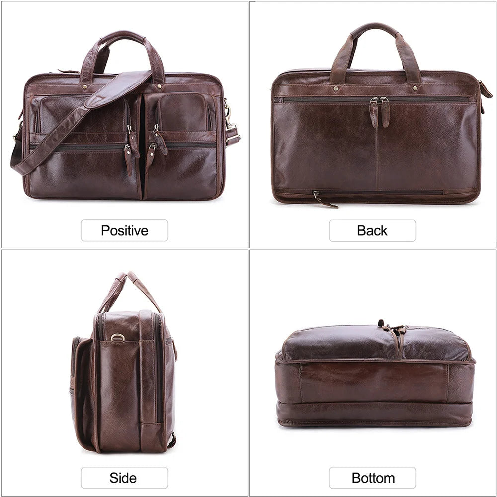 Men's Genuine Leather Briefcase First Layer of Cowhide s Brand Shoulder Bag for Travel Handbag Vedee