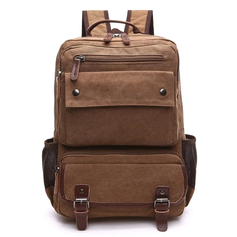 Men vintage Canvas Backpack Male Laptop College Student School Bags for Teenager Backpack Large capacity Men's Bags Vedee