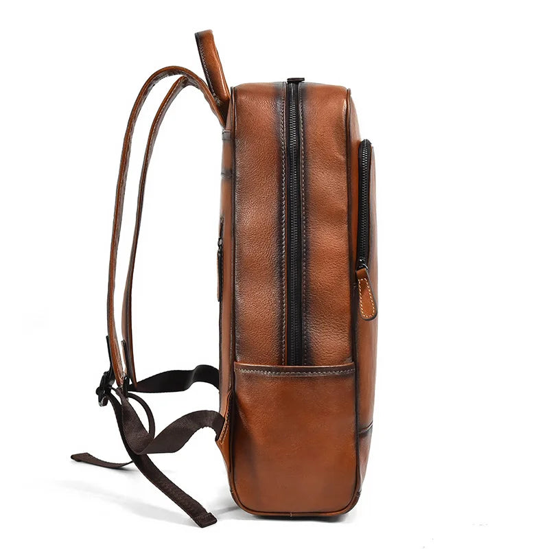 New design men's leather backpack retro 15.6 inch computer bag first layer cowhide business laptop fashion Vedee