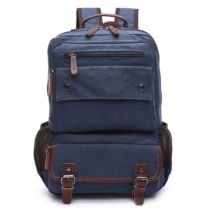 Men vintage Canvas Backpack Male Laptop College Student School Bags for Teenager Backpack Large capacity Men's Bags Vedee