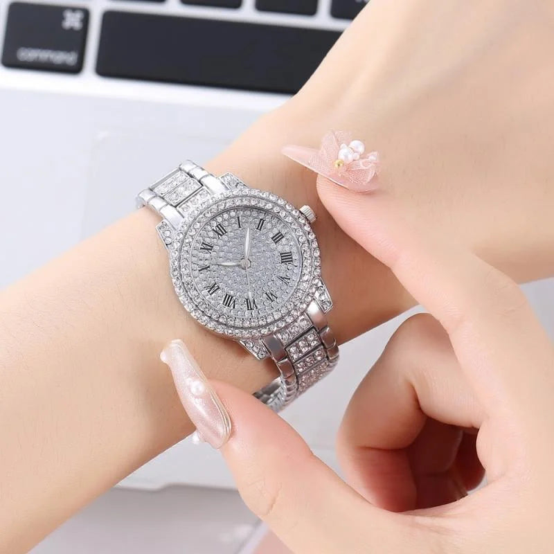 Casual Elegant All-Star Women's Quartz Watch Shiny Fine Zircon Mechanical Lady Wristwatches Fashion Folding Watches Buckle Watch Vedee