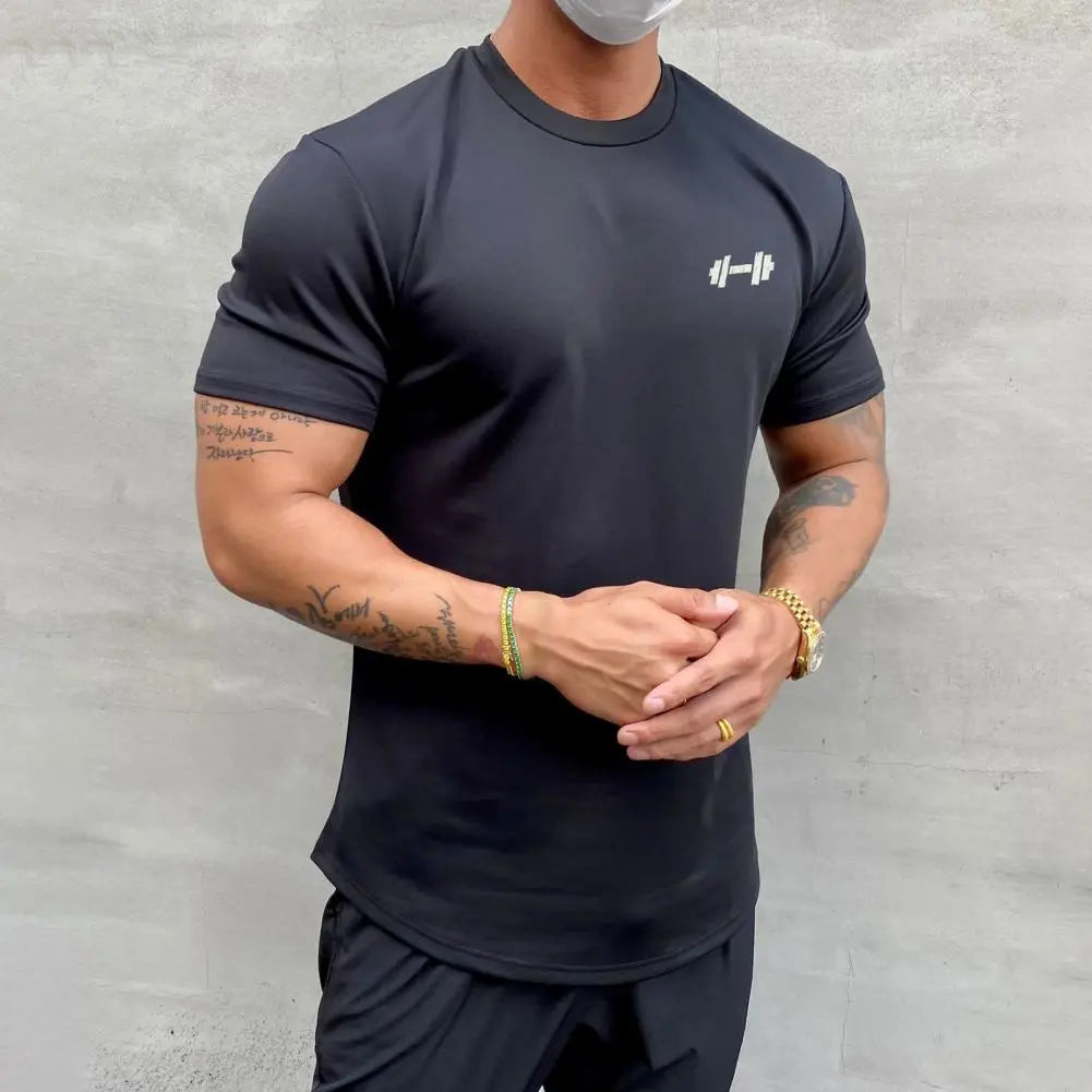 2022 Men T-shirt Male Sports Gym Muscle Fitness T Shirt Blouses Loose Half Sleeve Summer Bodybuilding Tee Tops Men's Clothing Vedee