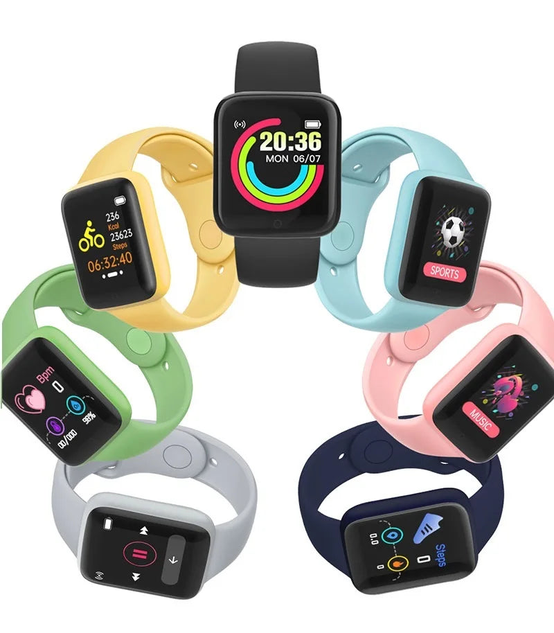 Color Screen Smart Fitness Bracelet D20 Macaron Y68 Health Heart Sleep Tracker Sports Watch For Men Women Xiaomi Andriod IOS Vedee