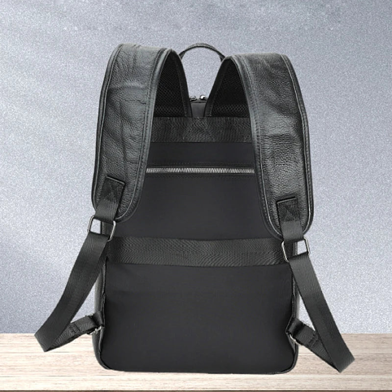 2024 New Business Men Backpack First Layer Cowhide Men's Bag Genuine Leather Schoolbag Large 15 Inch Laptop Travel Backpacks Vedee