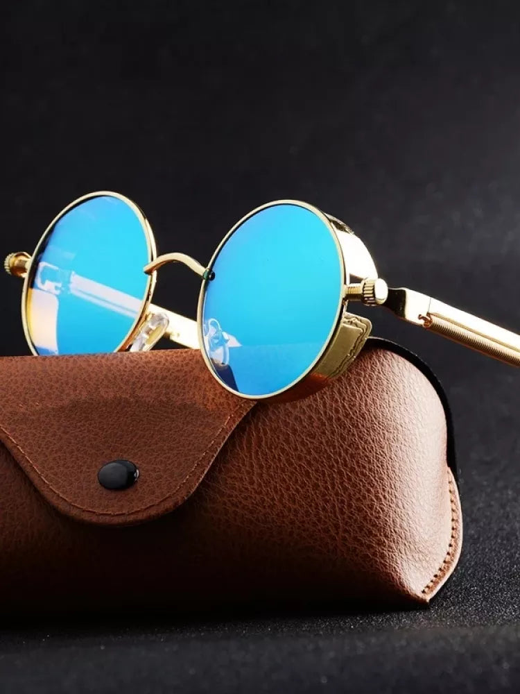 Metal Steampunk Sunglasses Men Women Fashion Round Glasses Brand Designer Vintage Sun Glasses High Quality Oculos de sol 2021 Vedee