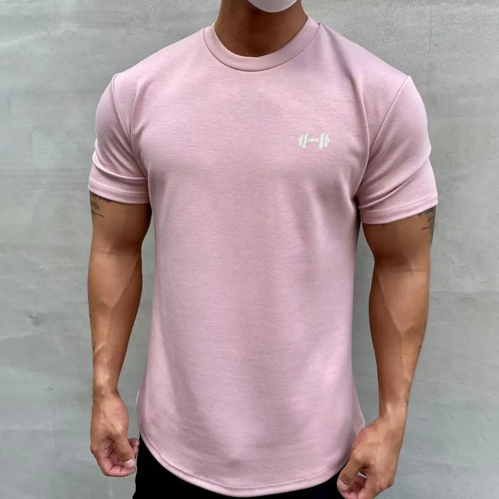 2022 Men T-shirt Male Sports Gym Muscle Fitness T Shirt Blouses Loose Half Sleeve Summer Bodybuilding Tee Tops Men's Clothing Vedee