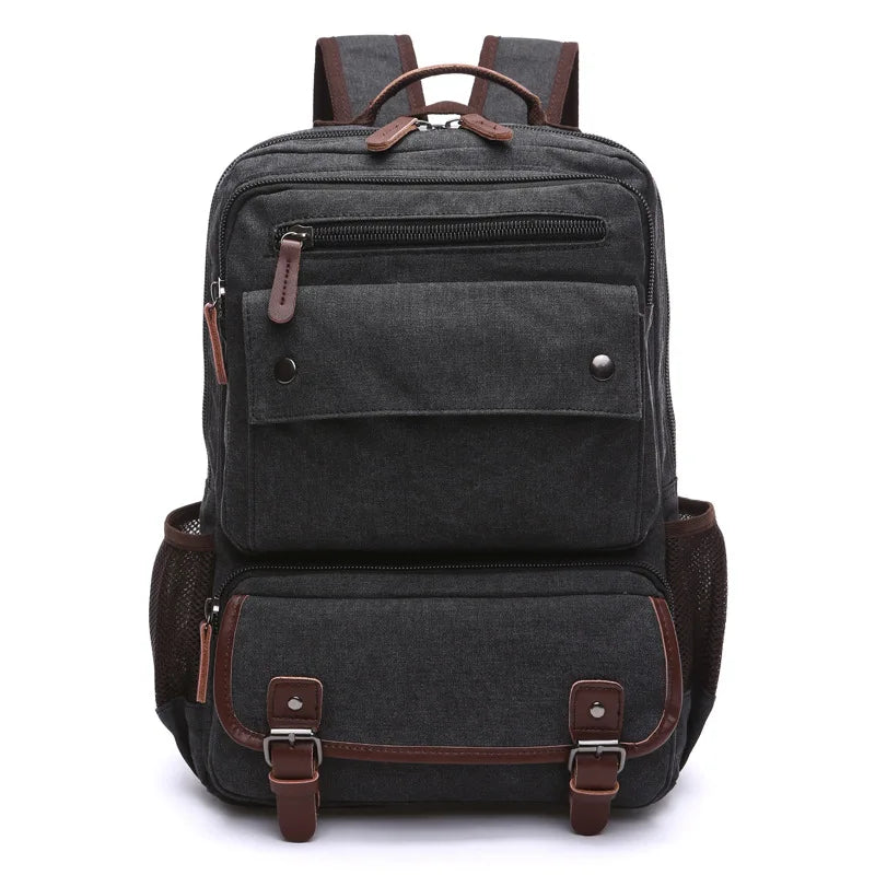 Men vintage Canvas Backpack Male Laptop College Student School Bags for Teenager Backpack Large capacity Men's Bags Vedee