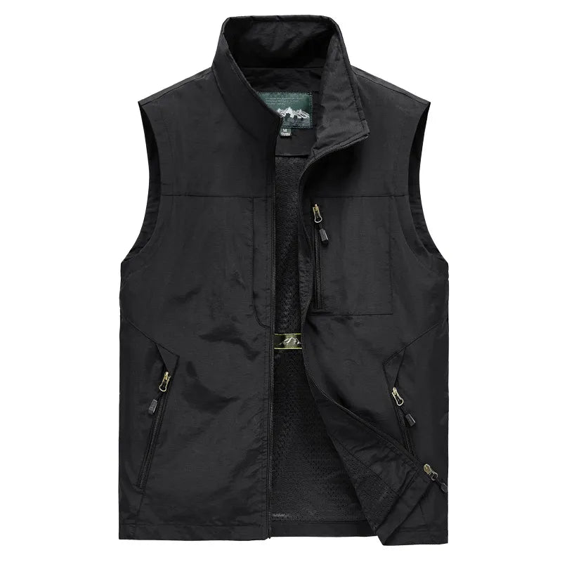 Men's Outdoor Summer Work Vest Spring Multi-pockets Tactical Waistcoat Large Size M-6XL Man Hiking Fishing Sleeveless Jackets Vedee