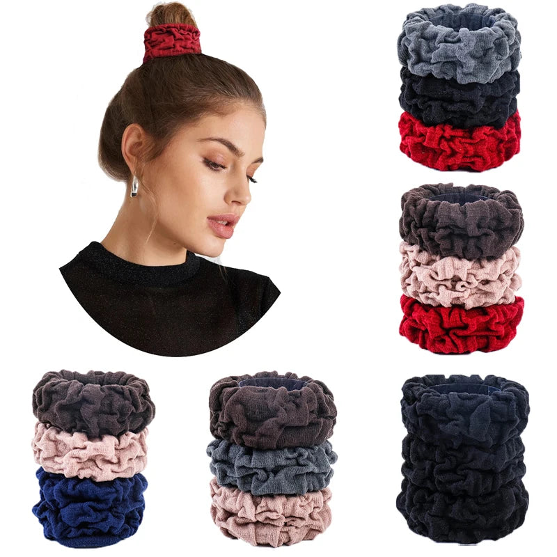 1/2/3 Pcs/Lot Wide Thick Elastic Hair Bands Solid Seamless Scrunchies Rubber Bands for Women Girls Hair Ties Ropes Accessories Vedee