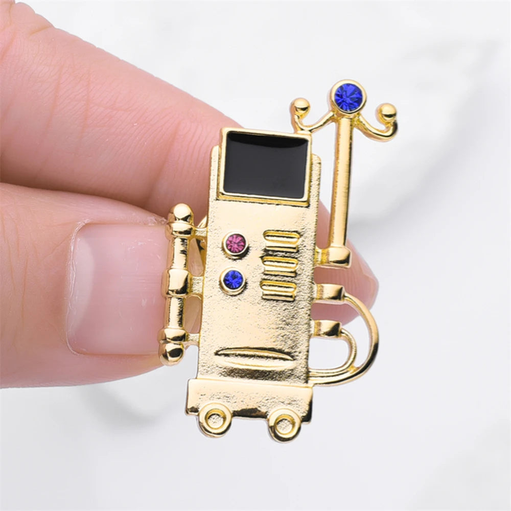 Nephrology Dialysis Machine Pin Trendy Silver Color Coat Zircon Jewellery Medical Urology Series Brooch Badge Doctor Jewelry Vedee