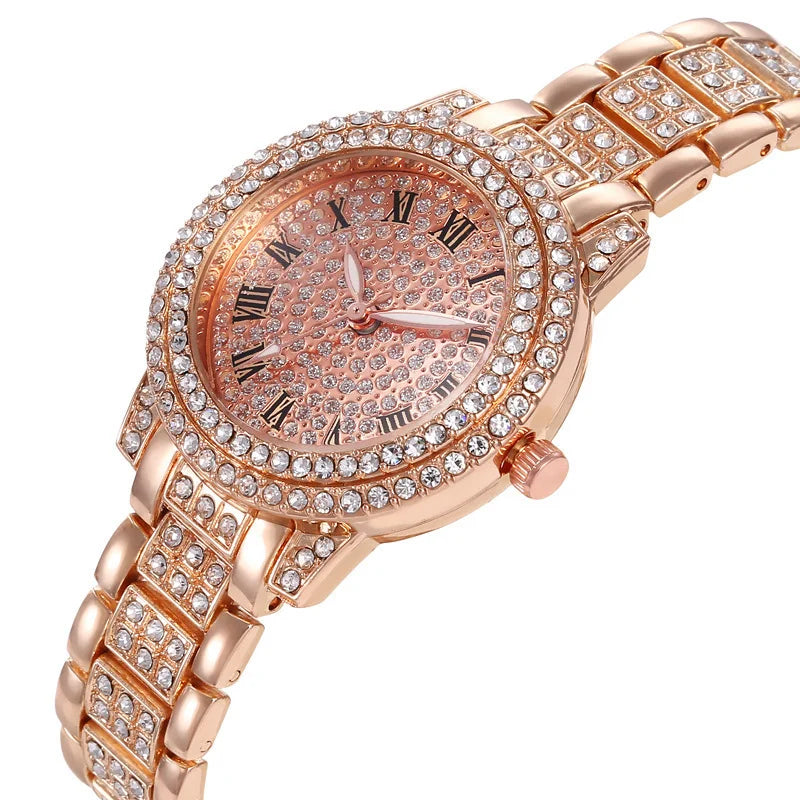 Casual Elegant All-Star Women's Quartz Watch Shiny Fine Zircon Mechanical Lady Wristwatches Fashion Folding Watches Buckle Watch Vedee