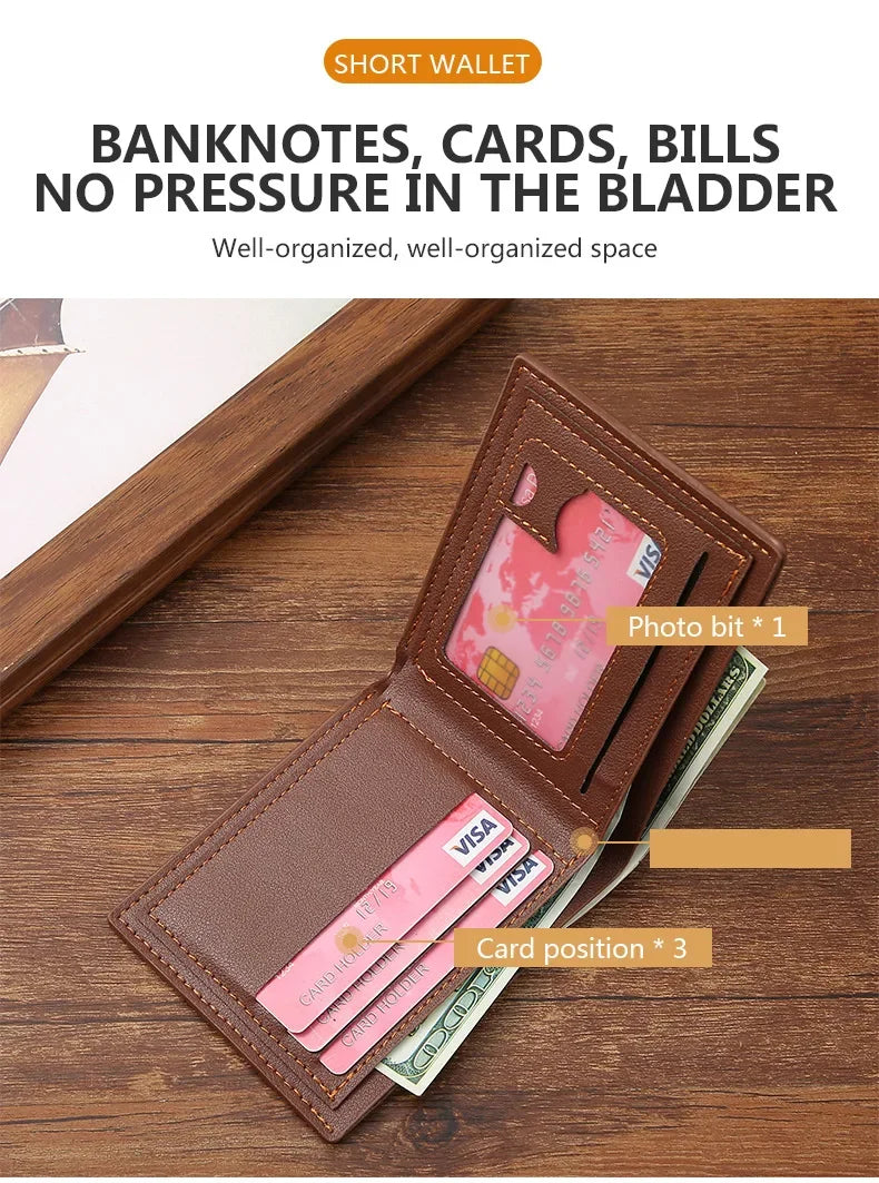 Men's Wallet Made of PU Leather Skin Purse for Men Coin Purse Short Male Card Holder Wallets Zipper Around Money Coin Purse Vedee