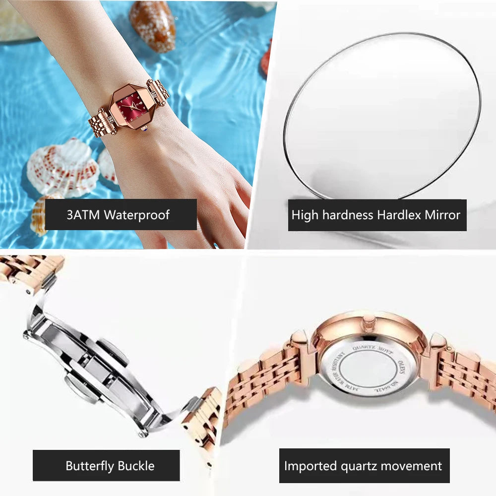 POEDAGAR Luxury Fashion Women's Watch High Quality Casual Diamond Stainless Steel Waterproof Quartz Ladies Watch Zegarek Damski Vedee