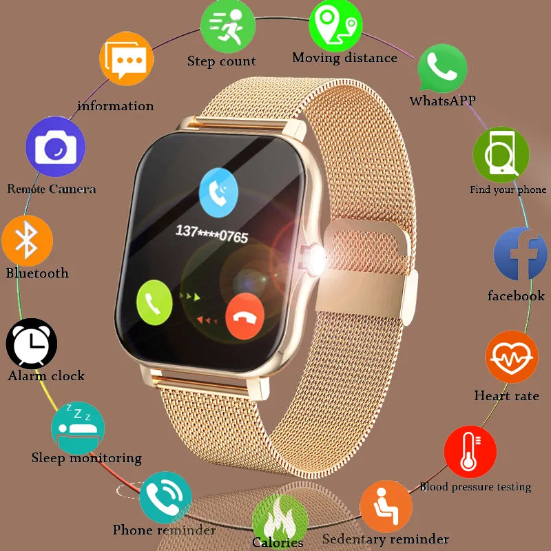 2023 New Women Smart Watch Men 1.69" Color Screen Full Touch Fitness Tracker Bluetooth Call Smart Clock Ladies Smartwatch Women Vedee