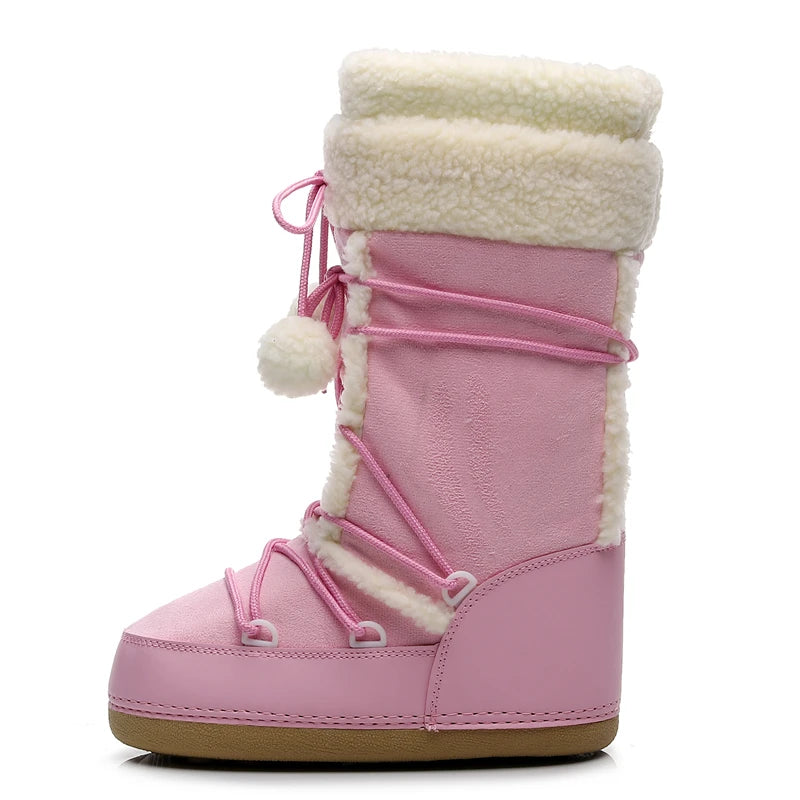 Women's Winter Boots 2024 Women Snow Boots Cold-proof Warm Mid-calf Pink Space Boots Slip-resistant Cotton Woman Winter Shoes Vedee