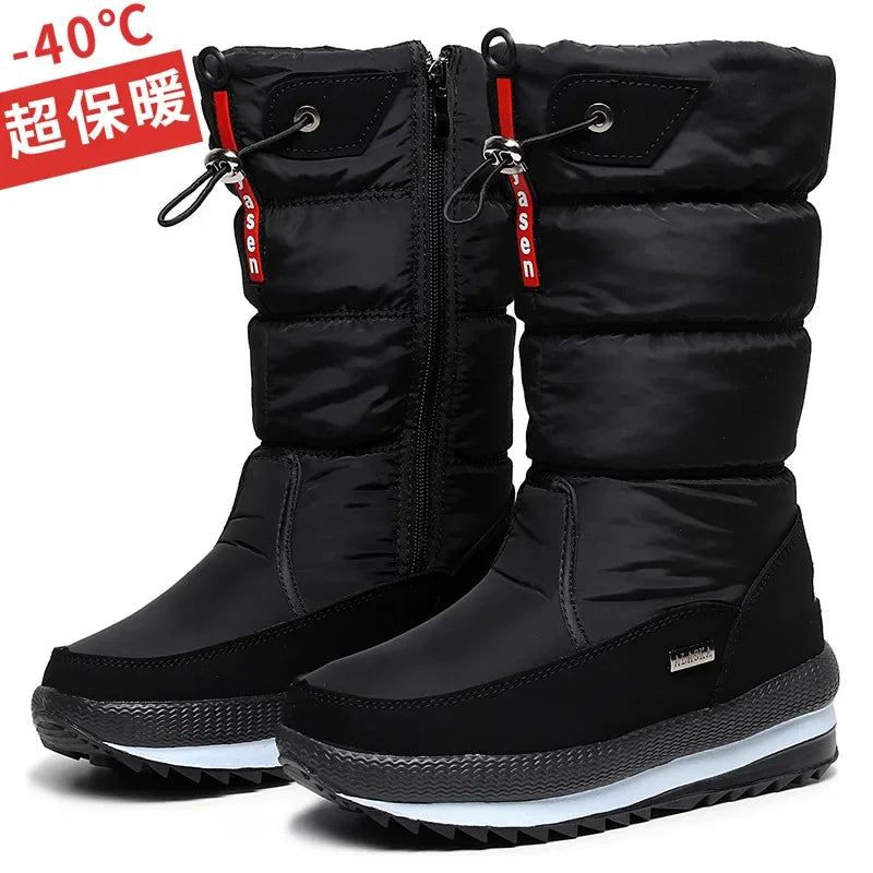 Women Snow Boots Platform Winter Boots Thick Plush Waterproof Non-slip Boots Fashion Women Winter Shoes Warm Fur Botas mujer Vedee