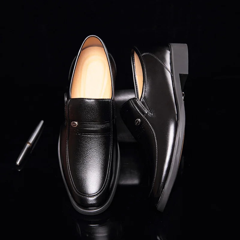 Leather Men Formal Shoes Luxury Brand 2022 Men's Loafers Dress Moccasins Breathable Slip on Black Driving Shoes Plus Size 38-44 Vedee