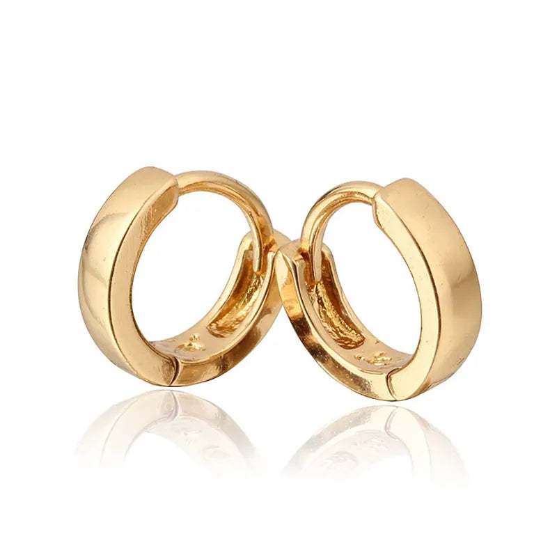 Classic 18K Gold-Plated Smooth Hoop Earrings for Women and Children 3E22 Vedee