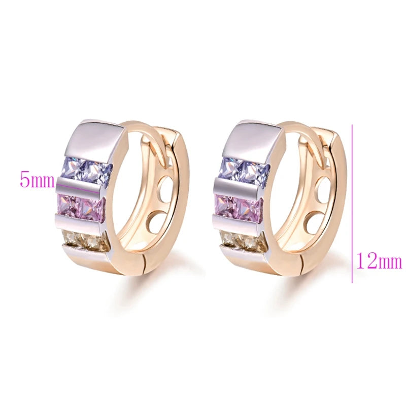 Colorful CZ Stone Small Hoop Earrings with Gold Plating for Women 1E2 Vedee