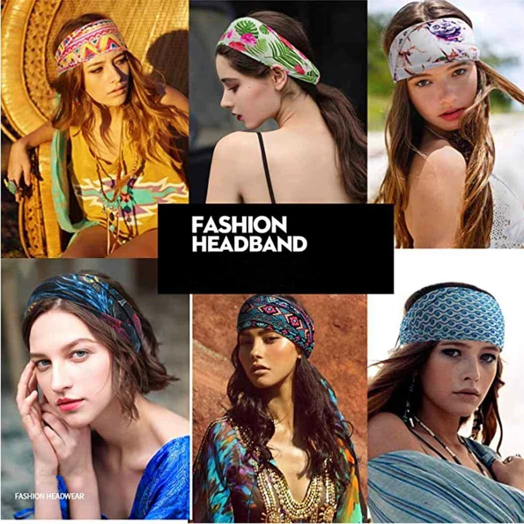 Women Hair Bands Sports Headband Hairband Bohemian Head Band Ladies Turban Hair Bandage Wide Headwrap Hair Accessories Headwear Vedee