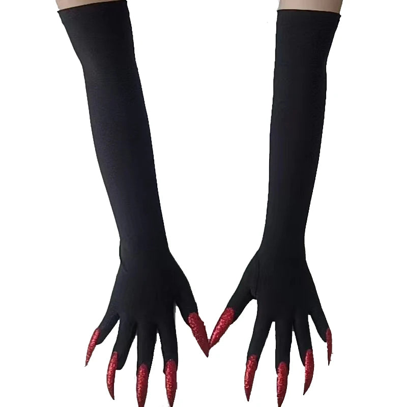 Cool Halloween gloves long section ghost claw dress up gloves fashionable red long nails Cosplay Halloween funny gloves A529 Vedee