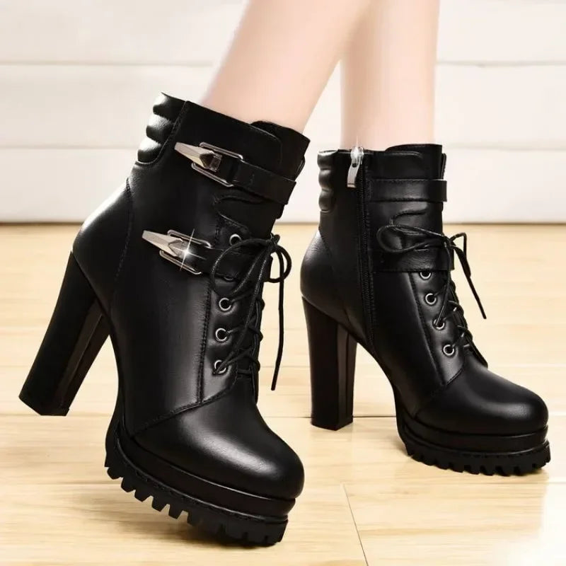 Winter Women Boots Warm High Heels Ankle Boots for Women Retro Chunky Snow Boots Woman Winter 2023 Elegant Botas Mujer Invierno Vedee