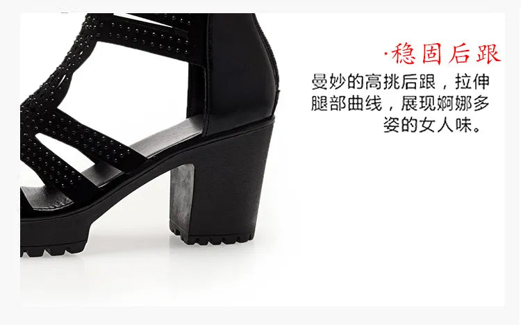 Sandals Thick Heels 2023 Fashion Non-Slip Fish Mouth Mid-High Heel Roman Women's Shoes Soft Soles Open Toe Elevating Cool Boots Vedee