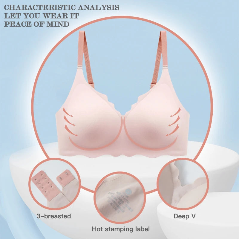 WSFSLJWDWNo Trace Top Women's Underwear No Steel Ring Bra Seamless Push Up Bras Adjustable Soft Comfortable Sleep Lady Underwear Vedee