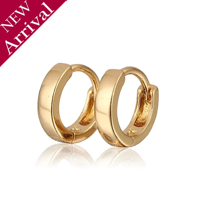 Classic 18K Gold-Plated Smooth Hoop Earrings for Women and Children 3E22 Vedee