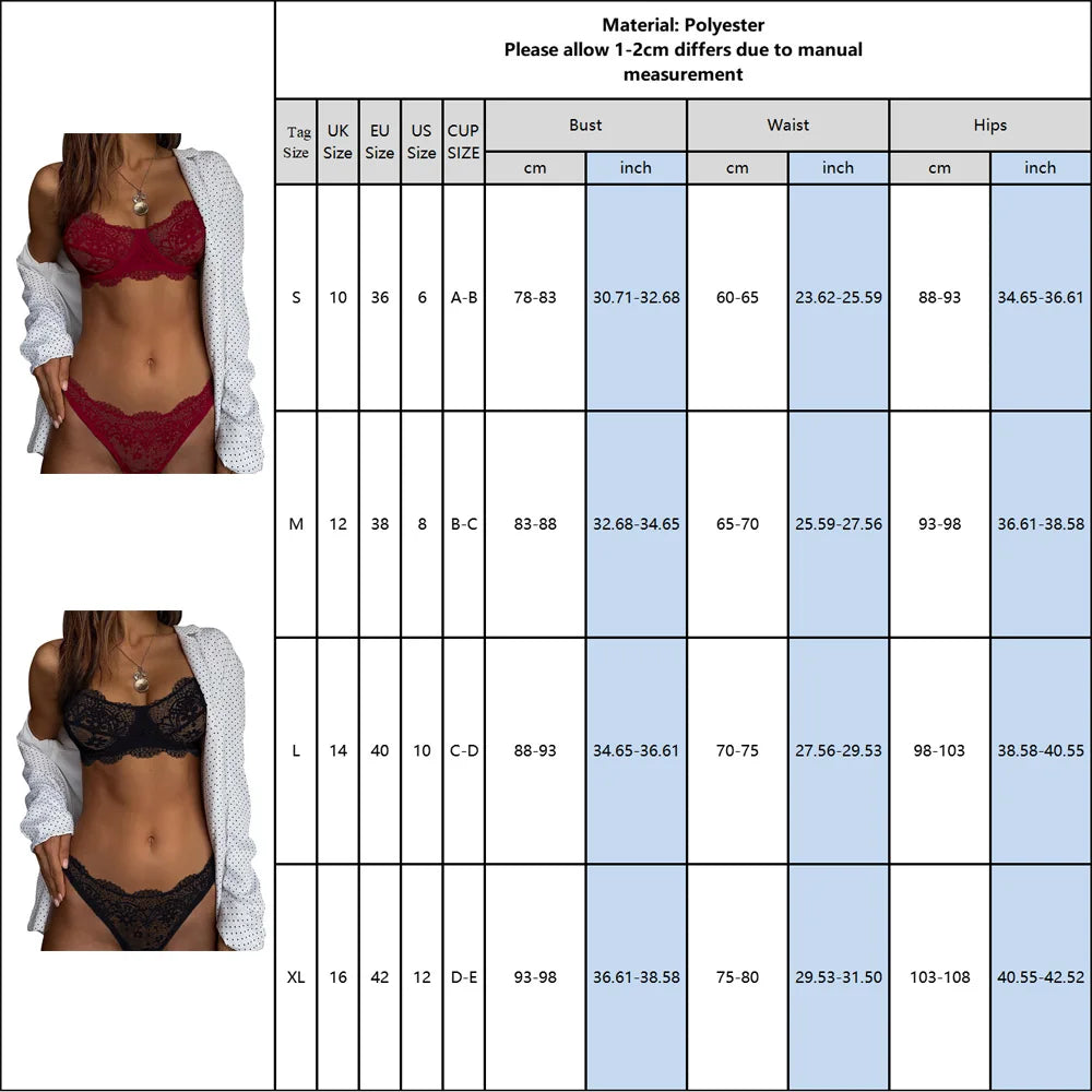 Lingerie Women's Underwear Set Sexy Mesh Eyelash Lace Erotic Lingerie Suit Female Hollow Push Up Bra Brief Sets Exotic  Apparel Vedee