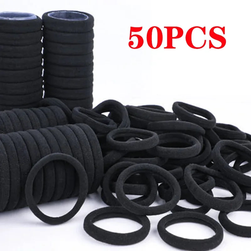 50/100Pcs High Elastic Hair Bands for Women Girls Black Hairband Rubber Ties Ponytail Holder Scrunchies Kids Hair Accessories Vedee