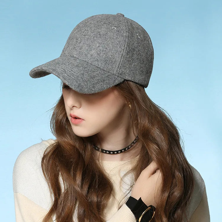 Wool Baseball Cap Women's Autumn and Winter Hat Thickened Keep Warm Female Fashion Trucker Cap Ladies Sport Hat Solid Color 2021 Vedee