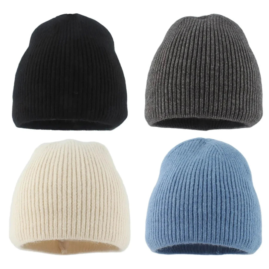 2023 New Winter Warm Women Beanie Hat Wool Knitted Hats Unisex Solid Color Fashion Street Hip Hop Caps Outdoor Sport Ski Cap Vedee