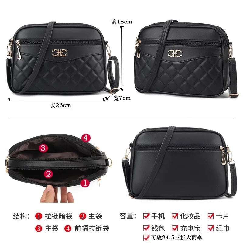 2023 New Four Layer High Capacity Middle Aged Women's Bag Fashion Lingge Crossbody Shoulder Bag Versatile Camera Square Handbag Vedee