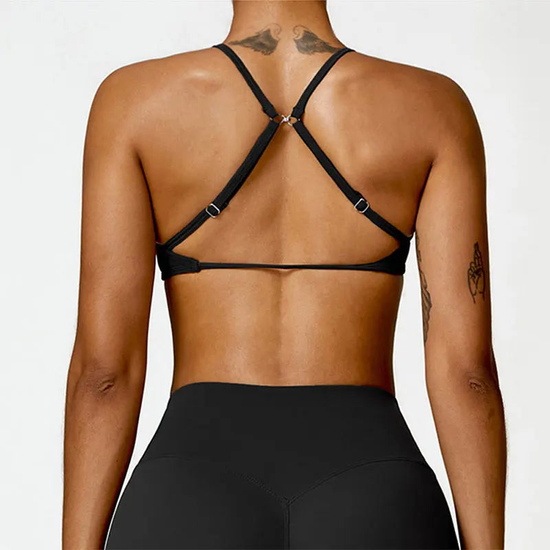 New Women Yoga Sports Breathable Yoga Bra Shockproof Gym Workout Top For Fitness Women's underwear Push up Sports Top Vedee