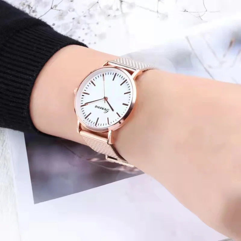 Fashion casual high quality ladies environmental watchband ultra thin simple quartz watch Student women's clothing clock retro Vedee