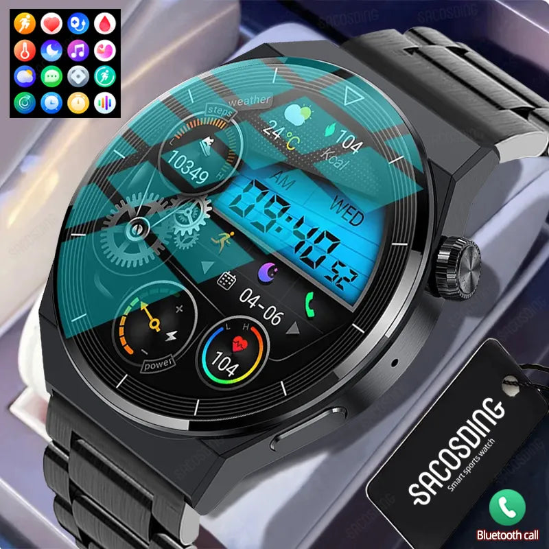 For Huawei Xiaomi NFC Smart Watch Men GT3 Pro AMOLED 390*390 HD Screen Heart Rate Bluetooth Call IP68 Waterproof SmartWatch 2023 Vedee