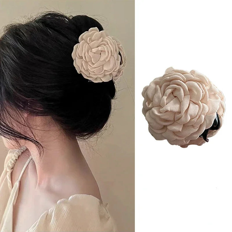 12cm/9cm  Vintage Big Flower Hair Claws Women's Fashion Max Size Rose Hair Clips Girl's Ins Camellia Crab hair clip Accessories Vedee