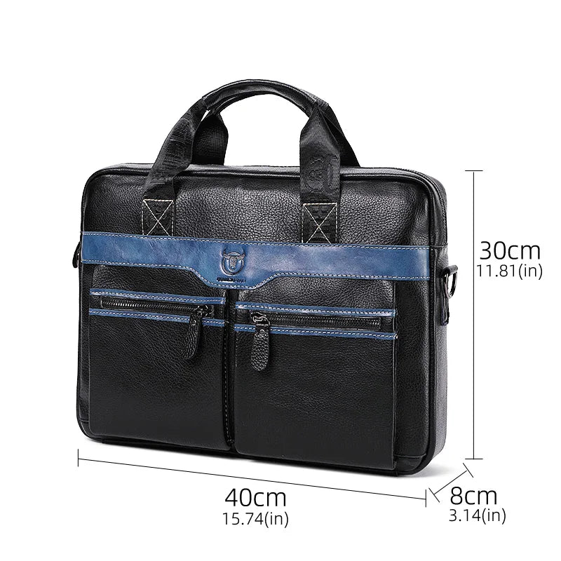 BULLCAPTAIN Men's Briefcase Genuine Leather Casual Computer Bag Retro Leather One Shoulder Messenger Handbag Men's Models Vedee