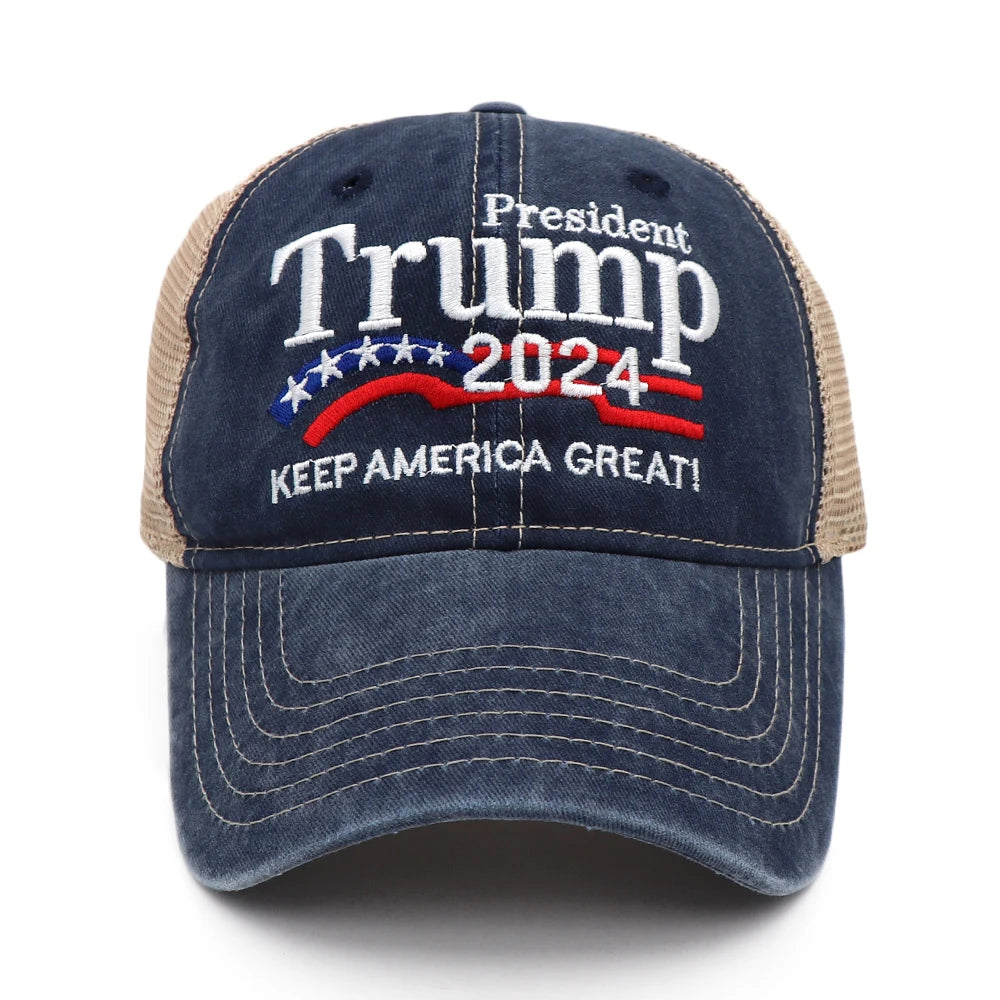 Stylish Donald Trump 2024 Cap USA Baseball Caps Keep America Great Snapback President Hat Embroidery Fashion Unisex Sunshade Hat Vedee