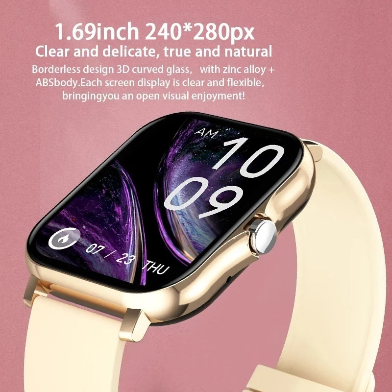 2023 New Women Smart Watch Men 1.69" Color Screen Full Touch Fitness Tracker Bluetooth Call Smart Clock Ladies Smartwatch Women Vedee