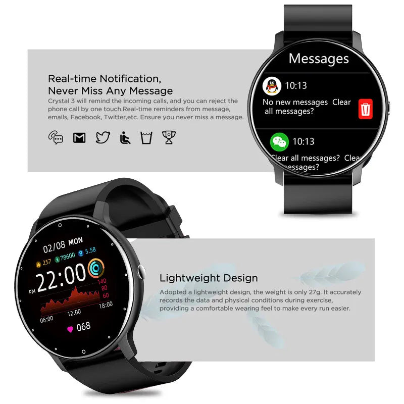 Men Smart Watch Full Touch Screen Digital Fitness Tracker IP68 Waterproof Sports Smartwatch for Women Xiaomi Huawei Phones 2023 Vedee