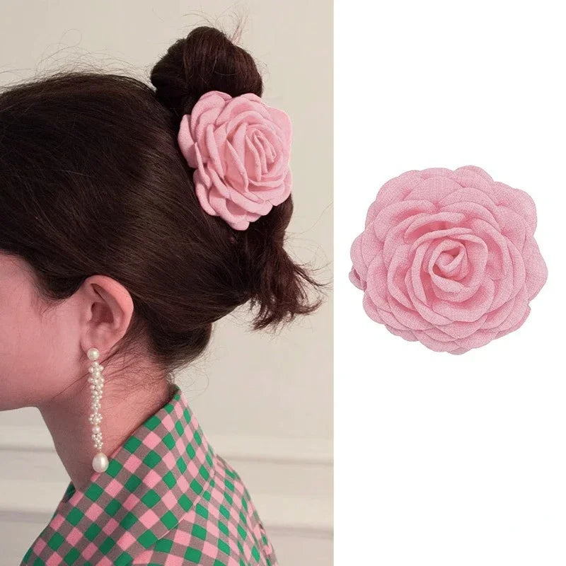 12cm/9cm  Vintage Big Flower Hair Claws Women's Fashion Max Size Rose Hair Clips Girl's Ins Camellia Crab hair clip Accessories Vedee