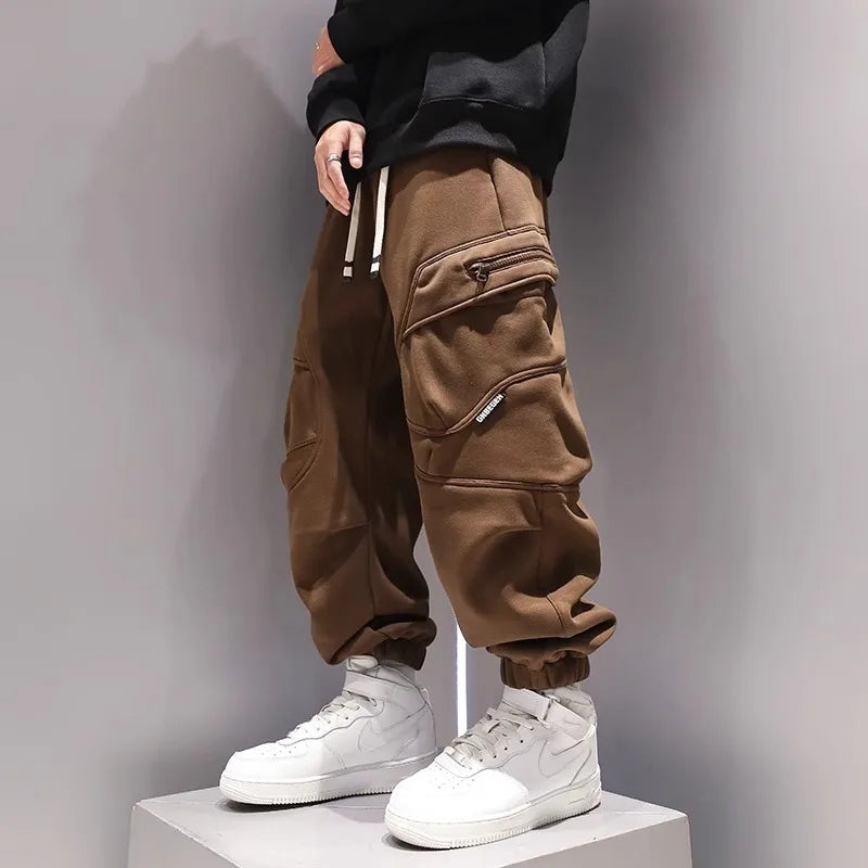 2024 New Men's Jeans Japanese-style Trendy Workwear Casual Pants Personality All-match Tapered Chinos with Elastic Cuffs Joggers Vedee