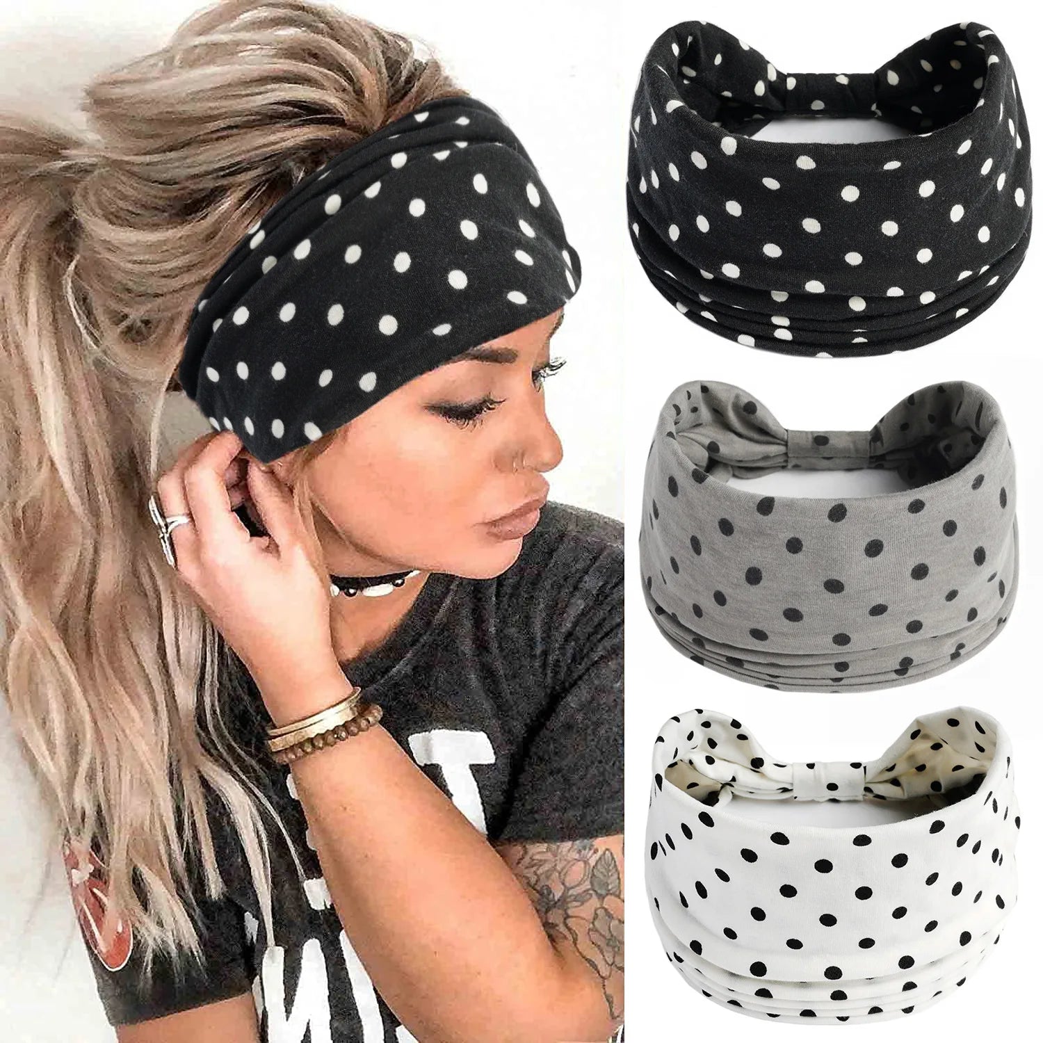 Women Hair Bands Sports Headband Hairband Bohemian Head Band Ladies Turban Hair Bandage Wide Headwrap Hair Accessories Headwear Vedee