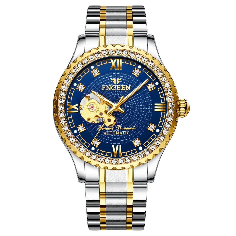 Fashion Watch Men's Mechanical Watch Automatic Waterproof Diamond-studded Men's Sports Watch Gold Hollow Tourbillon Men's Watch Vedee