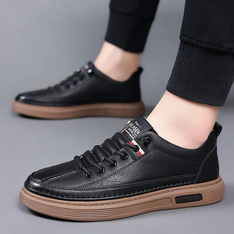 Men Leather Shoes Casual Male Sneakers Fashion Flats Premium Sneakers Banquet Comfortable Inside Handmade Trend Fashion Shoes Vedee