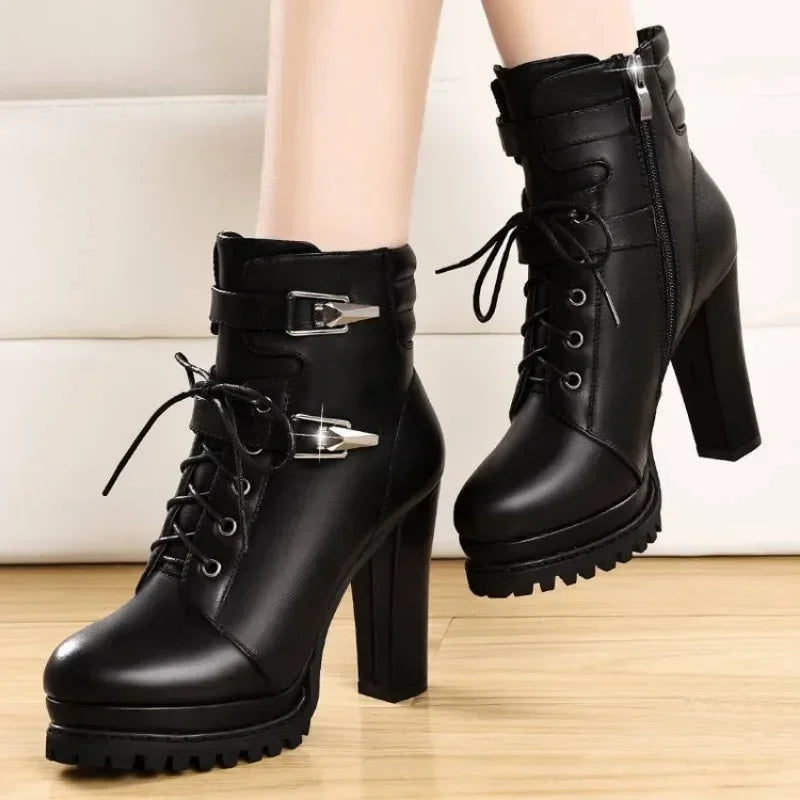 Winter Women Boots Warm High Heels Ankle Boots for Women Retro Chunky Snow Boots Woman Winter 2023 Elegant Botas Mujer Invierno Vedee