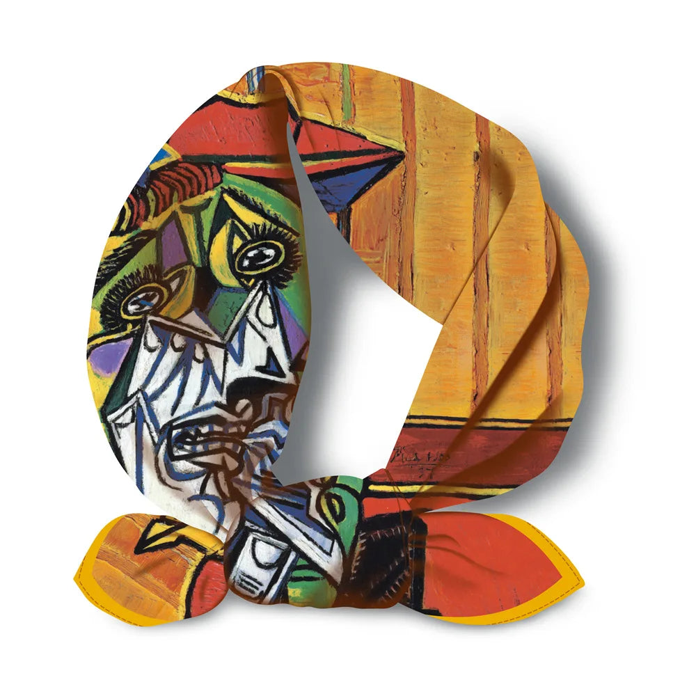 Picasso Oil Painting Fashion Women Scarf Wraps Twill 100% Silk Scarf 53cm Square Scarves Head Scarf Hijab Neckerchief Bandana Vedee